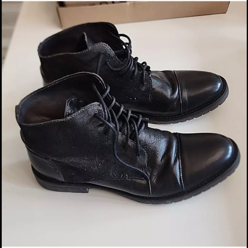 BED STU Mens BEDSTU lace up style Dress boots black leather / suede Shoe